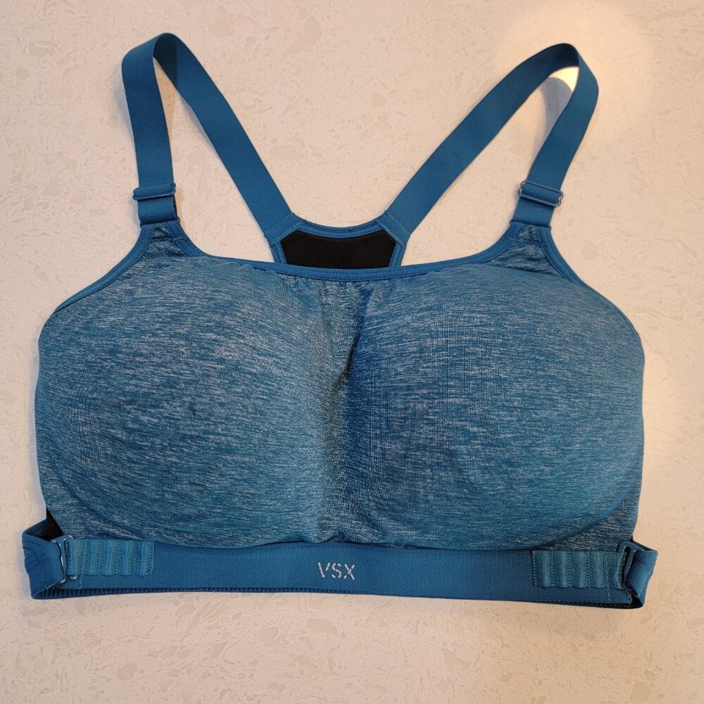 Victoria's Secret VSX Sports Bra Women's‎ Size 34DD Heathered Blue Halterback